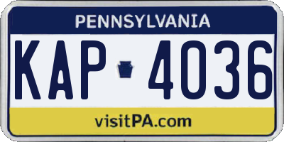 PA license plate KAP4036