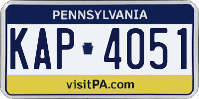 PA license plate KAP4051