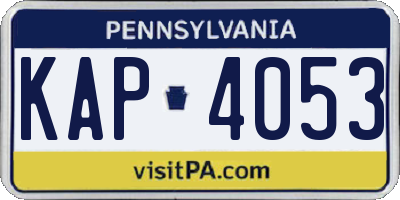PA license plate KAP4053