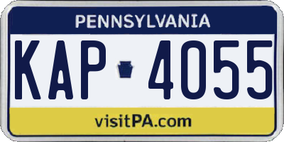 PA license plate KAP4055