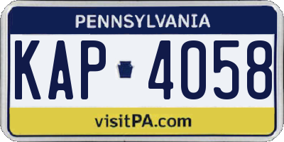 PA license plate KAP4058