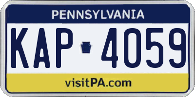 PA license plate KAP4059