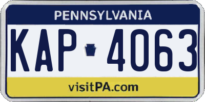 PA license plate KAP4063