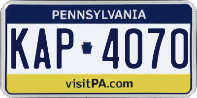 PA license plate KAP4070