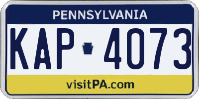 PA license plate KAP4073