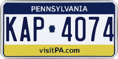 PA license plate KAP4074