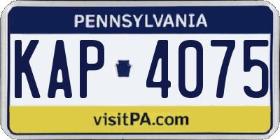 PA license plate KAP4075