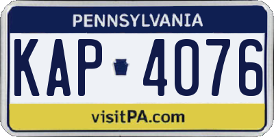 PA license plate KAP4076