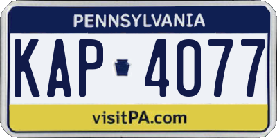 PA license plate KAP4077