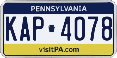 PA license plate KAP4078