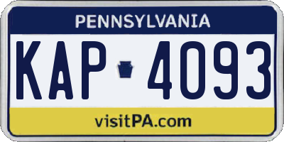 PA license plate KAP4093