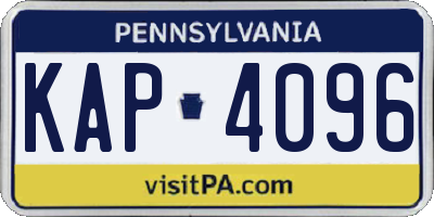 PA license plate KAP4096