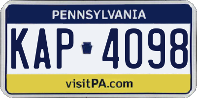 PA license plate KAP4098