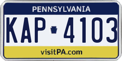 PA license plate KAP4103