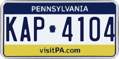 PA license plate KAP4104