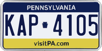 PA license plate KAP4105
