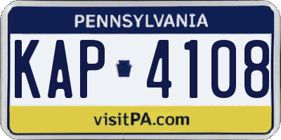 PA license plate KAP4108