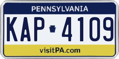PA license plate KAP4109