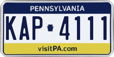 PA license plate KAP4111