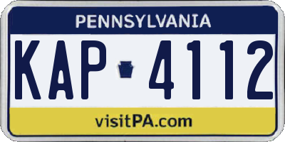 PA license plate KAP4112