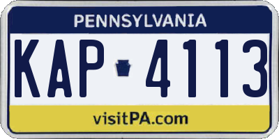 PA license plate KAP4113
