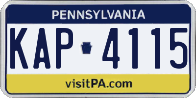 PA license plate KAP4115