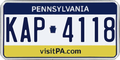 PA license plate KAP4118