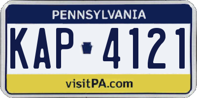 PA license plate KAP4121