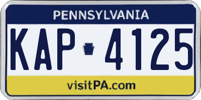 PA license plate KAP4125
