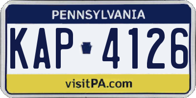 PA license plate KAP4126