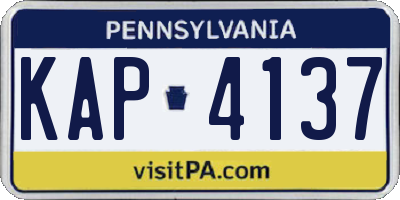 PA license plate KAP4137