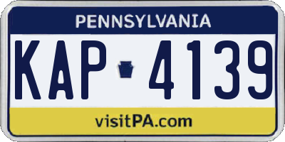 PA license plate KAP4139