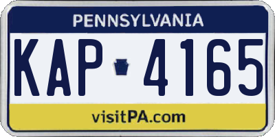 PA license plate KAP4165
