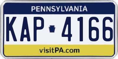 PA license plate KAP4166