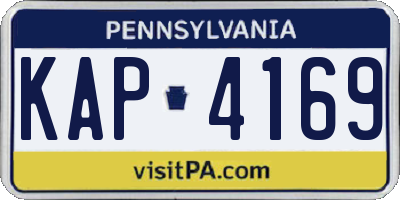 PA license plate KAP4169