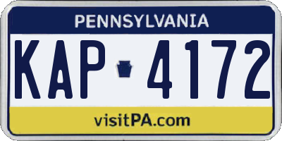 PA license plate KAP4172