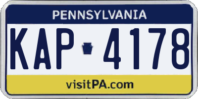 PA license plate KAP4178