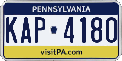 PA license plate KAP4180