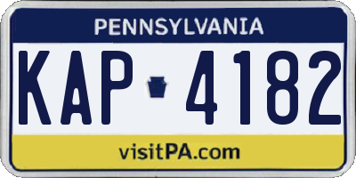 PA license plate KAP4182