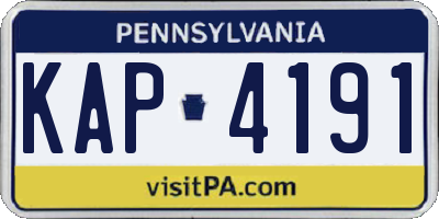 PA license plate KAP4191