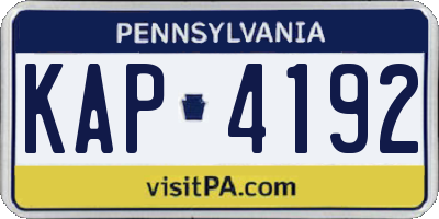 PA license plate KAP4192