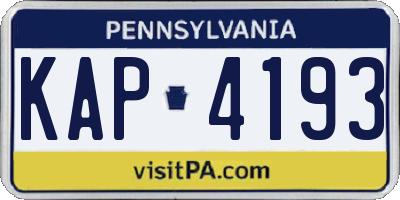PA license plate KAP4193