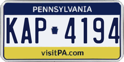 PA license plate KAP4194