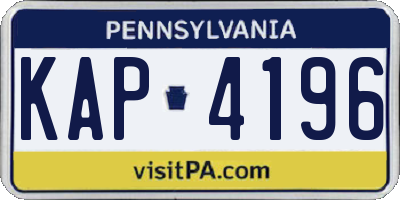 PA license plate KAP4196
