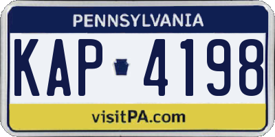 PA license plate KAP4198