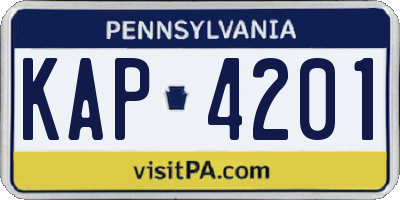 PA license plate KAP4201