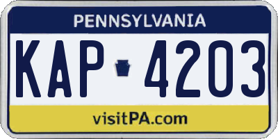 PA license plate KAP4203