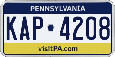 PA license plate KAP4208
