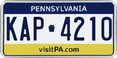 PA license plate KAP4210
