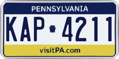 PA license plate KAP4211